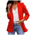thumbnail image 1 of Zshosam Women's Relaxed Scuba Knit Stretch Blazer with Scrunch Sleeves(Red,L), 1 of 5