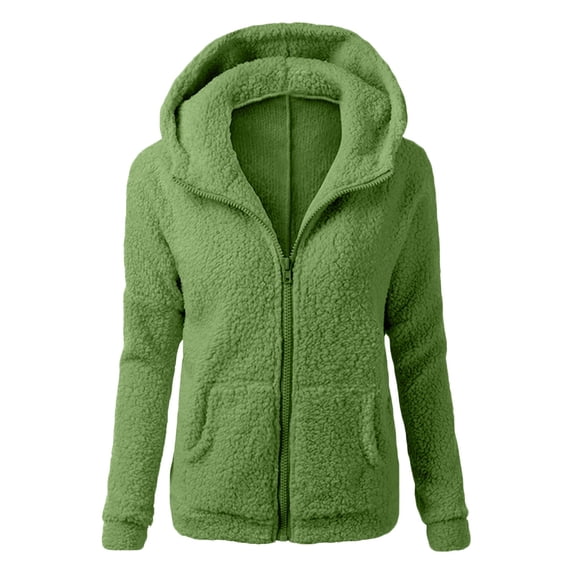 Zshosam Women's Shearling Fluffy Fuzzy Shaggy Hood Sherpa-Lined Fleece Jacket(Mint Green,S)