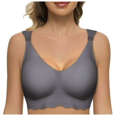 Zshosam Women's Thin Bra Without Underwire Soft Bustier Seamless Bra Without Underwire With Additional Bra Extension(GY1,XL)