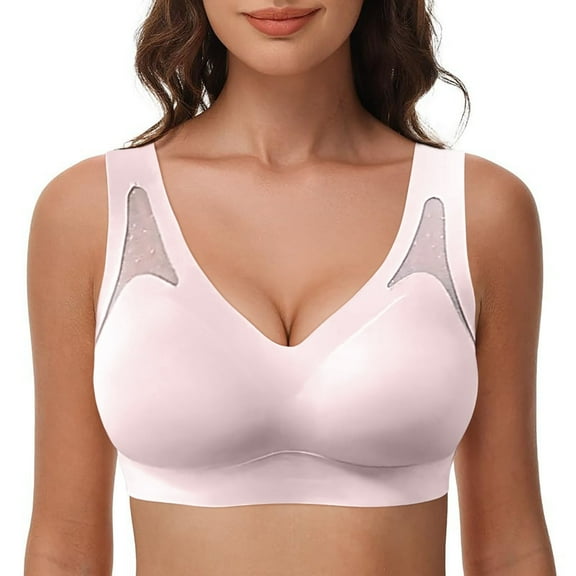 Zshosam Women's Wireless Bra with Seamless Smooth Comfort Wirefree T Shirt Bra(Pink,XL)