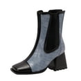 thumbnail image 1 of Zshosam Womens Ankle Boots Women's Fitted Stretch Fashion Low Heel Booties Shoes(Light Blue,42), 1 of 9