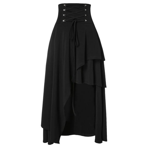 Zshosam Womens Asymmetrical Wrap Skirts Ballroom Lyrical Dance Performance Maxi Split Long Skirt(Black,L)