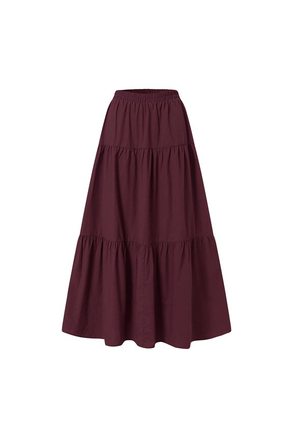 Womens Midi Skirt Vintage Button Down Swing High Waisted Slit Pleated Skirts(,XXL)