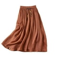 thumbnail image 1 of Zshosam Womens Skirts Summer Casual High Waisted Drawstring Solid Midi Skirt(Red,L), 1 of 6
