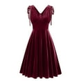 thumbnail image 1 of Zshosam Womens V Neck Long Formal Dresses Fall Velvet Sleeveless Maxi Bodycon Dress Ruched (Red,S), 1 of 3