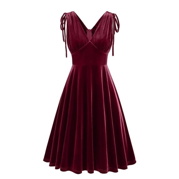 Zshosam Womens V Neck Long Formal Dresses Fall Velvet Sleeveless Maxi Bodycon Dress Ruched (Red,S)