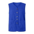 thumbnail image 1 of Zshosam Womens Vests Fuzzy Fleece Casual Outerwear Button Down Sherpa Jacket with Pockets(Blue,40), 1 of 7