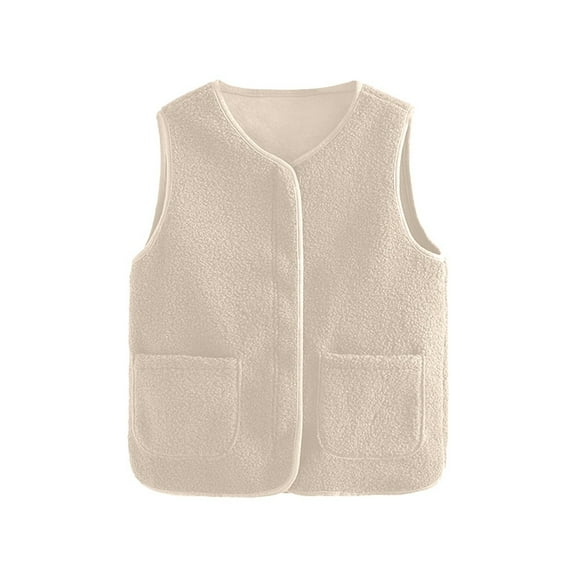 Zshosam Womens Vests Outerwear Casual Warm Fleece Vest Sleeveless Jacket for Winter(Beige,L)