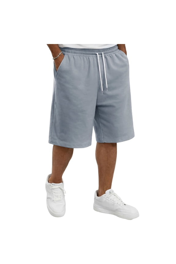 Workout Shorts Men Big and Tall Men's Slim-Fit Lightweight Comfort Stretch Short (Light Gray,M)