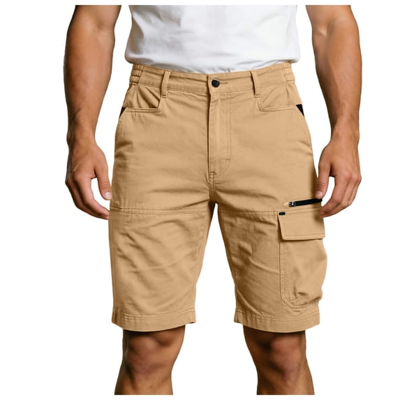 Zshosam Workout Shorts Men Men's Extreme Motion Crossroad Cargo Short for Summer (Khaki,L)