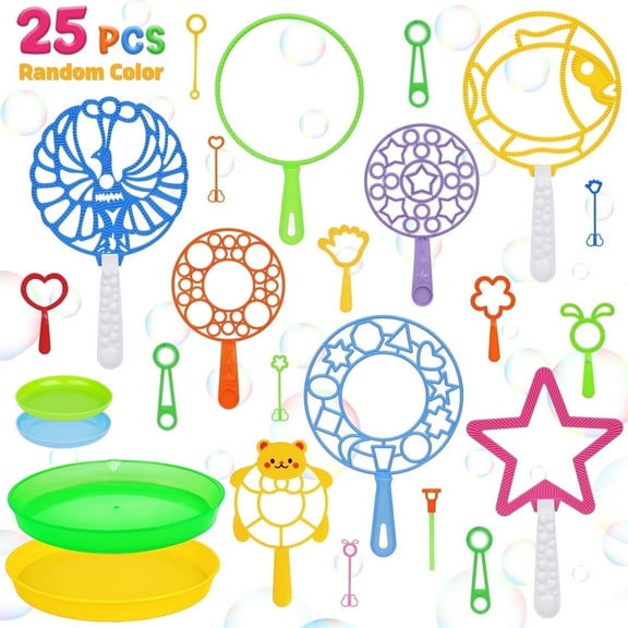 Zsiparty 25 Pcs Big Bubble Wands Set for kids, Giant Bubble Maker Toys with Tray for Summer Outdoor Activities Party Favors Gifts & Wedding