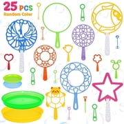 HiberyHom 25 Pcs Big Bubble Wands Set for Kids, Giant Bubble Maker Toys with Tray for Summer Outdoor Activities Party Favors Gifts & Wedding