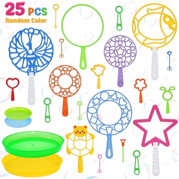 Zsiparty 25 Pcs Big Bubble Wands Set for Kids, Giant Bubble Maker Toys with Tray for Summer Outdoor Activities Party Favors Gifts & Wedding