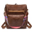 Zsiparty Brown PU Leather Backpack for Women Travel Bag, Multipurpose