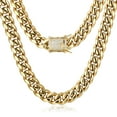 thumbnail image 1 of Zsllzm Hip Hop Miami Cuban Link Chain for Men Women 14k Real Gold Plated Chain for Men Solid Stainless Steel Necklace Jewelry 10mm/12mm/14mm,18-34 Inches (10mm, 22 Inches) C87, 1 of 2