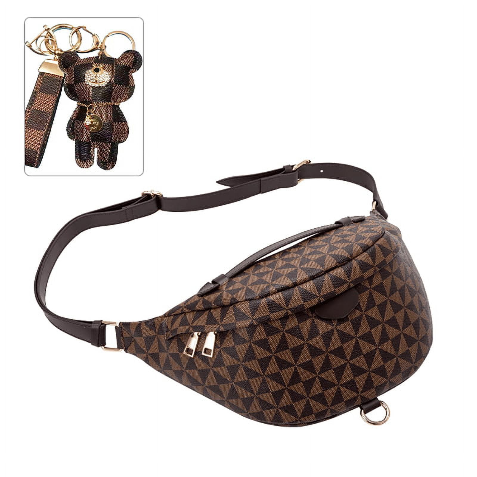 Zsoznqaky Triangle Brown Checkered Fanny Pack with Handle Womens Checkered Sling Purse Checkered Cross Body Waist Bag Crossbody Waist Pack Fashion