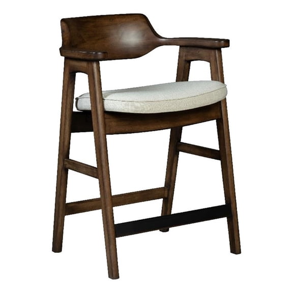 Zsy Counter Stool Chair-Open Back-Java Brown Birch Wood-Sand White