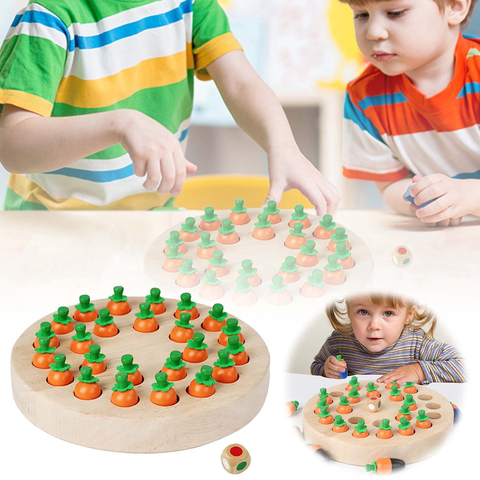 Wooden Memory Match Game For Kids & Family - Color Recognition Peg Board Puzzle, Montessori Toy For Ages 3+