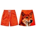 thumbnail image 1 of Zsyiiiiii Men's Funny Dog 3D Graphic Yellow Loose Fit Summer Beach Shorts, 1 of 4