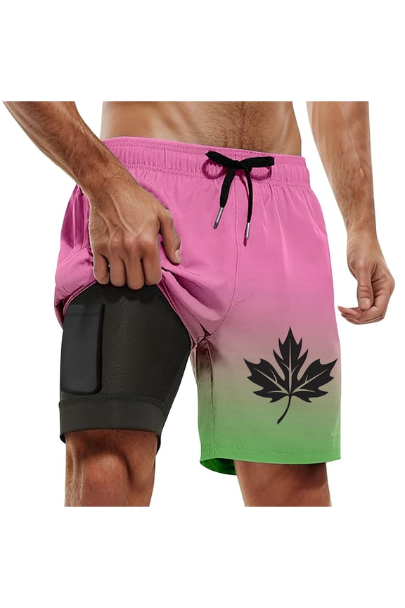 Athletic Shorts For Mens Quick Drying Coconut Tree Drawstring Pockets Trendy Swim Trunks Large Size Trousers Casual Trouser