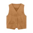thumbnail image 1 of Zszcpp Athletic Tank Top For Girl Sleeveless Fringe Vest Party Tassel Western Cow Open Front Fringe Coat Blouse Girls Casual Tops, 1 of 4