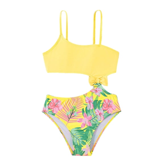 Zszcpp Baby Girl Bathing Suits Tankinis Fruit Floral Print Holiday Refreshing Thin Swimming Spaghetti Strap Swimsuit Sets Swimwear