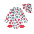 thumbnail image 1 of Zszcpp Bikinis Set For Infant Girl Watermelon Prints Swimwear Beach Comfy Long Sleeve Ruffles Cap Set 2Pc, 1 of 7