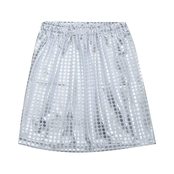 Zszcpp Girls Mini Skirts Show Performance Polka Dot Sequin Elastic A Line Comfortable Casual Skirt