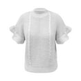 thumbnail image 1 of Zszcpp Going Out Tops For Women Ruffled Short Sleeve Round Neck Knitted Tie Up Pullovers Sweater Blouse Casual Blouses, 1 of 5