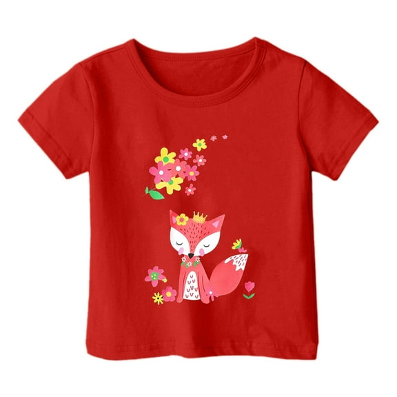 Zszcpp Graphic T Shirts For Newborn Girl Comfort Versatile Short Sleeve Cartoon Animal T-Shirt Round Neck Leisure Faddish Boy Print Blouse Girls Tops