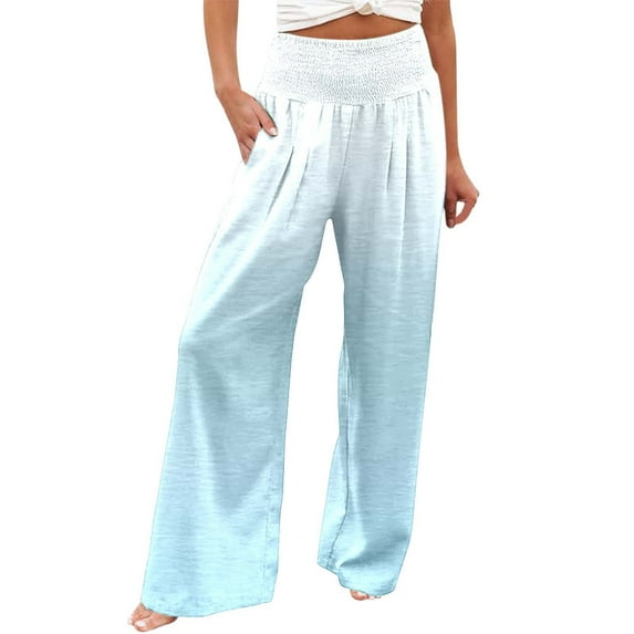 Zszcpp High Waisted Pants Women Stretchy Leisure All Matching Stylish Gradient Pocket Long Basic Style Lounge Trousers Casual Trouser