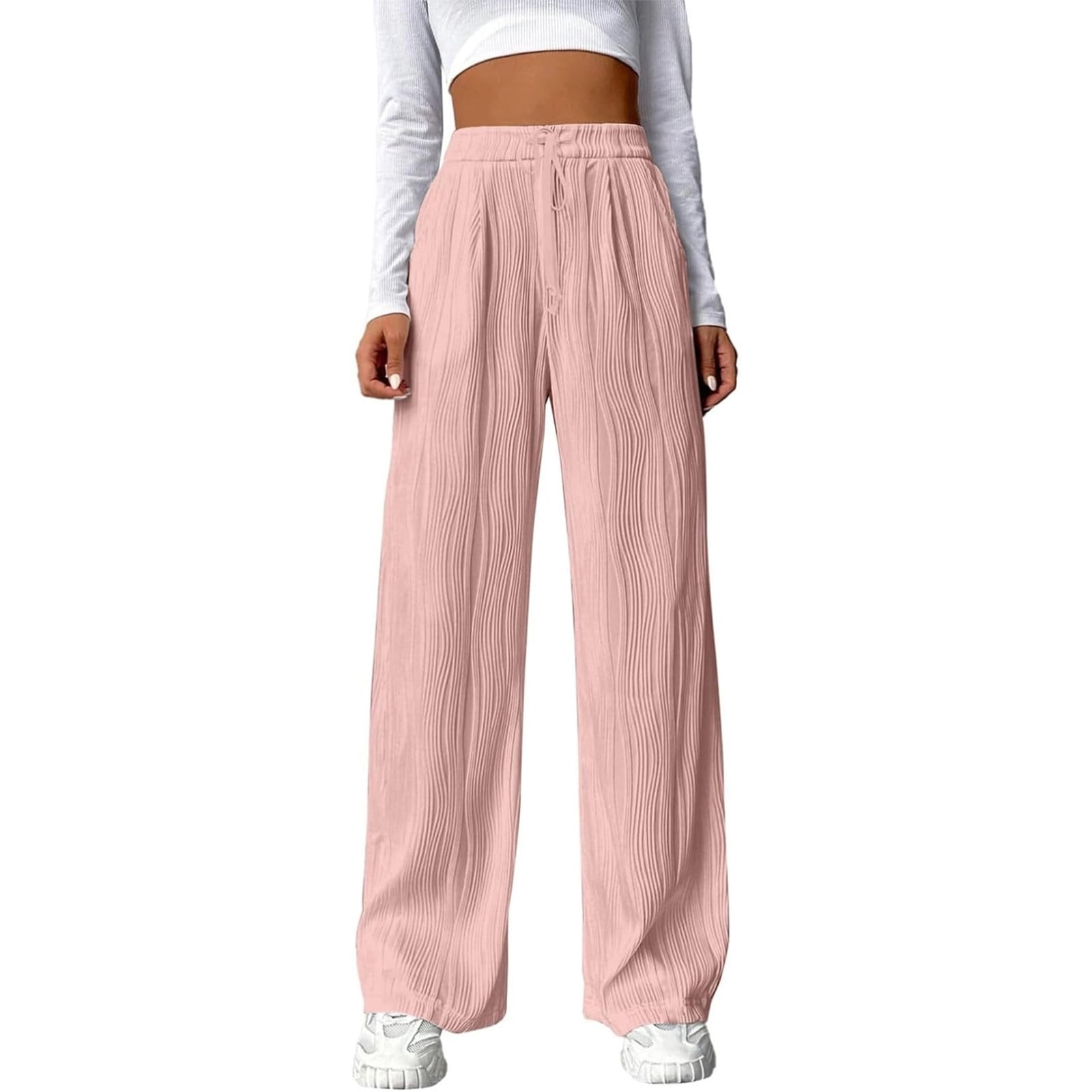 【PERSTEP】25SS★ Cotton Breeze Trouser Pants Women's Elastic Waist Tie Wide Leg Pants Solid Cotton Linen