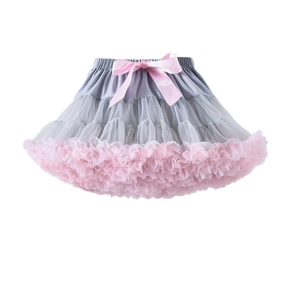 Zszcpp High Waisted Skirts For Baby Girl Softable Layered Tutu Mesh Bowknot Princess Trendy Brief Style Casual Skirt
