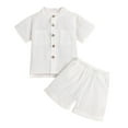 thumbnail image 1 of Zszcpp Infant Girls Shorts Set Outfits Boys Short Sleeve Sports Gentleman Beach Holiday Solid T-Shirt Stand Collar Clothes Sets, 1 of 6