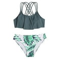thumbnail image 1 of Zszcpp Litter Girls Bathing Suits Tankinis Crisscross Floral Print Cute Leaves Split Beachwear Sleeveless Triangle Swimsuit Sets Swimwear, 1 of 4