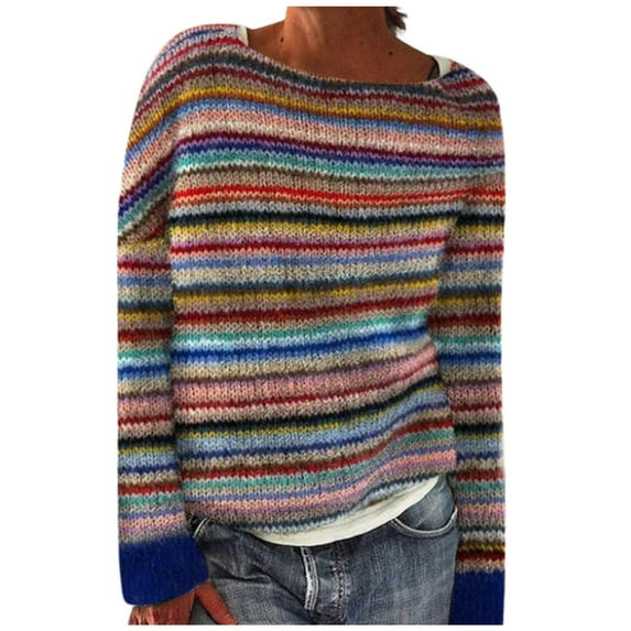 Zszcpp Men Going Out Tops For Women 2025 Sweaters Long Sleeve Knitted Softable Winter Fall Round Neck Leisure Loose Sweater Print Blouse