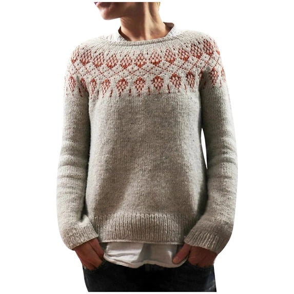 Zszcpp Men Going Out Tops For Women 2025 Sweaters Winter Fall Print Suitable Round Neck Lovely Long Sleeve Knitted Sweater Blouse