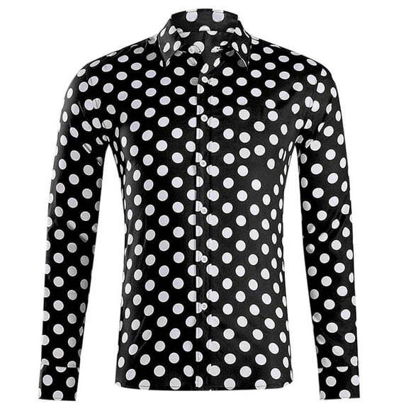 Zszcpp Men'S Button Down Shirts Polka Dot T-Shirt Lapel Street Daily Loose Short Sleeved Shirt Casual Tops Blouses