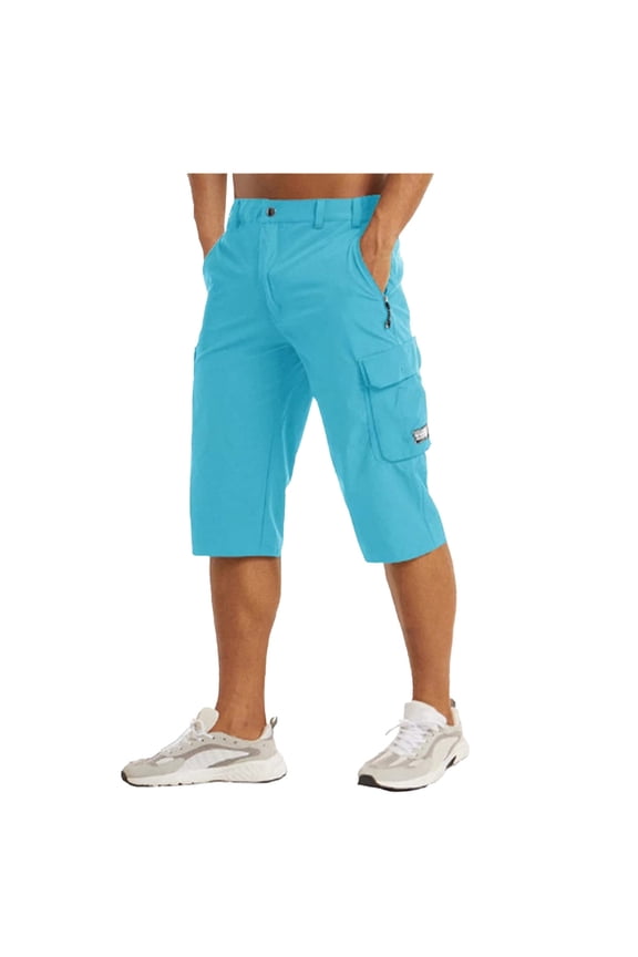 Men'S Casual Capri Pants Quick Dry Calf Length Cargo Exercise Going Out Leisure Breathable Lounge Trousers Casual Trouser