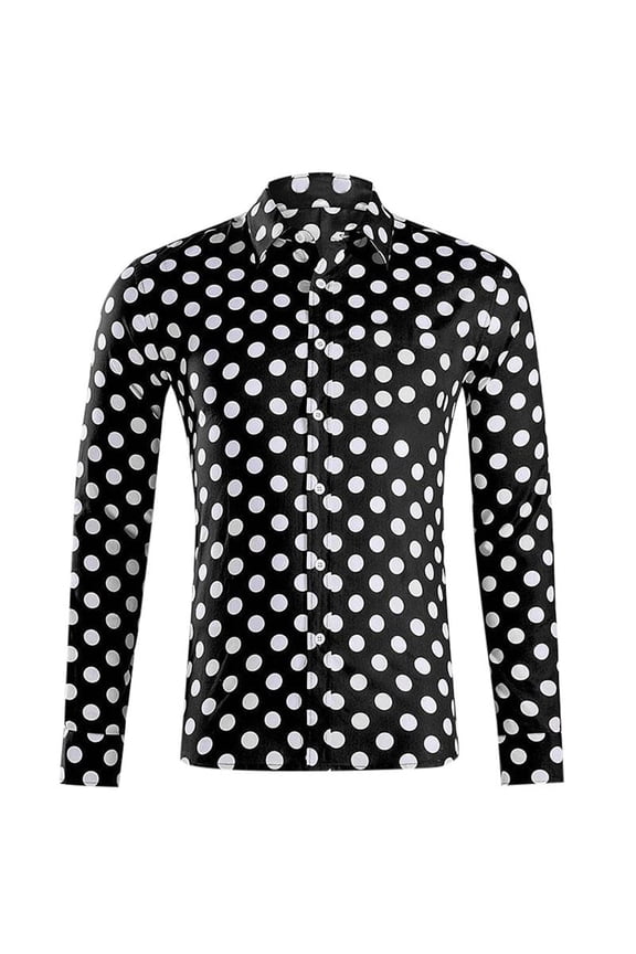 Men Shirts Casual Polka Dot T-Shirt Lapel Street Daily Loose Short Sleeved Shirt Casual Tops Blouses