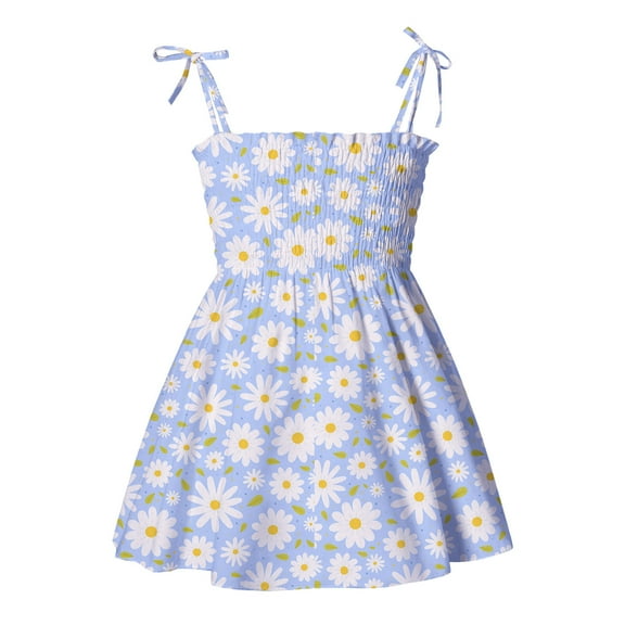 Zszcpp Mini Dresses For Toddler Girl Likable Outdoor Spaghetti Strap Bow Cartoon Print Sleeveless Softable Going Out Casual Dresses