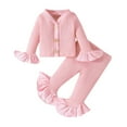 thumbnail image 1 of Zszcpp Pants Sets Girls 2 Piece Outfits Spring Autumn Leisure Long Sleeve Ribbed Top Flared Bottoms Length Sweet Clothing Suits, 1 of 6