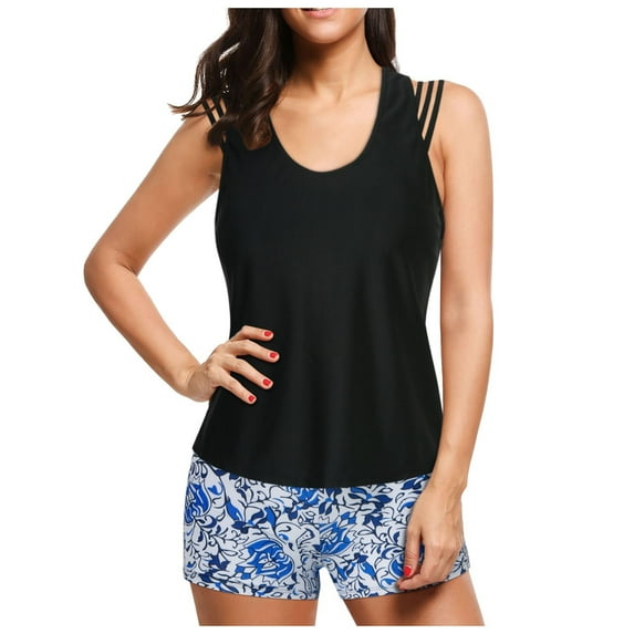 Zszcpp Sexy Bikinis For Women Bathing Suits Three Piece Swimming Pool Split Pleat Print Fitted Brief Style Swimsuit Sets Swimwear