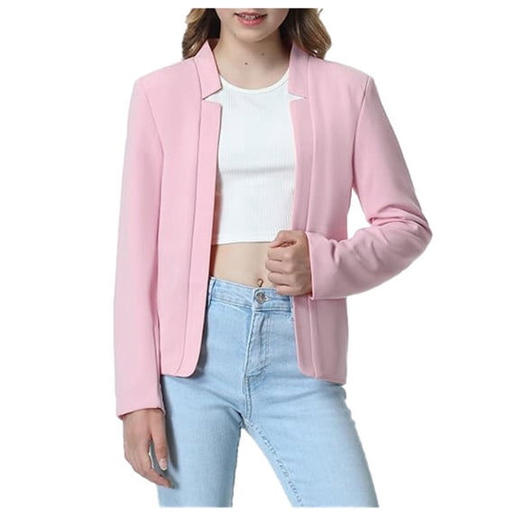 Zszcpp Suits For Girls Dressy Trendy Long Sleeve Notch Front With Inner Pocket Suitable Open Front Casual Suit Jackets Coat