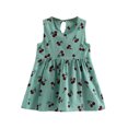 thumbnail image 1 of Zszcpp Summer Dresses For Girls 2025 Cotton Endearing Cherries Print Vacation Stylsih Sweet Sleeveless Princess Casual Dresses, 1 of 3