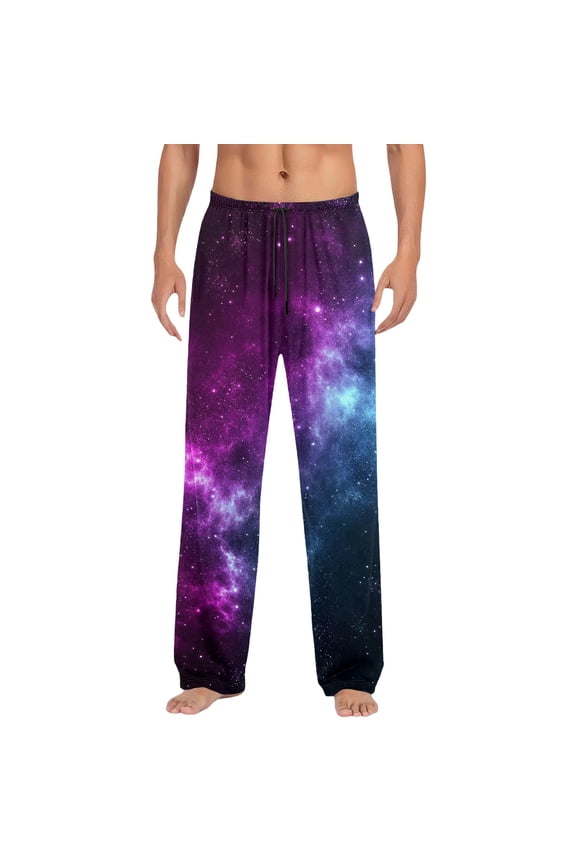 Summer Pants For Mens 2025 Cozy Drawstring Leisure Homewear Long Pattern Galaxy Cool Lounge Trousers Casual Trouser