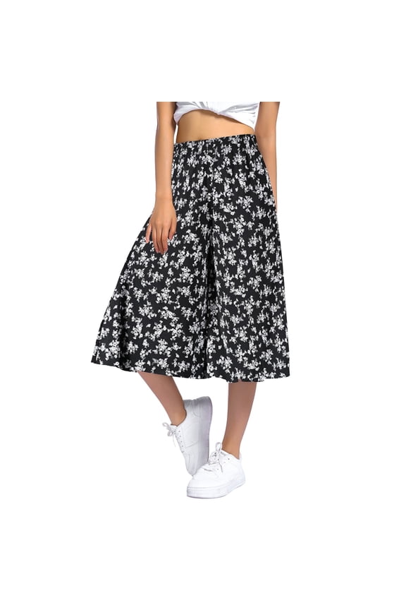Summer Pants For Womens 2025 Vogue Elastic Waist Culottes Thin Wide Leg Plus Size All Matching Trousers Casual Trouser