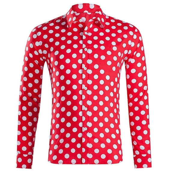 Zszcpp Summer Shirts For Men 2025 Polka Dot T-Shirt Lapel Street Daily Loose Short Sleeved Shirt Casual Tops Blouses