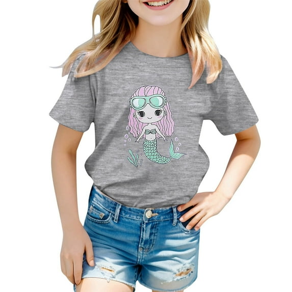 Zszcpp Summer Top For Teens Girl T Shirts 2025 Print Tee Short Sleeve Softable T-Shirt Ocean Animal Breathable Blouse Girls Tops