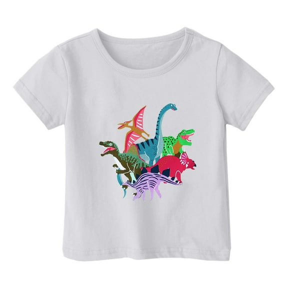 Zszcpp Summer Top For Teens Girl T Shirts 2025 Short Sleeve Comfort Boy Leisure Dinosaur Print Faddish Versatile Round Neck T-Shirt Blouse Girls Tops